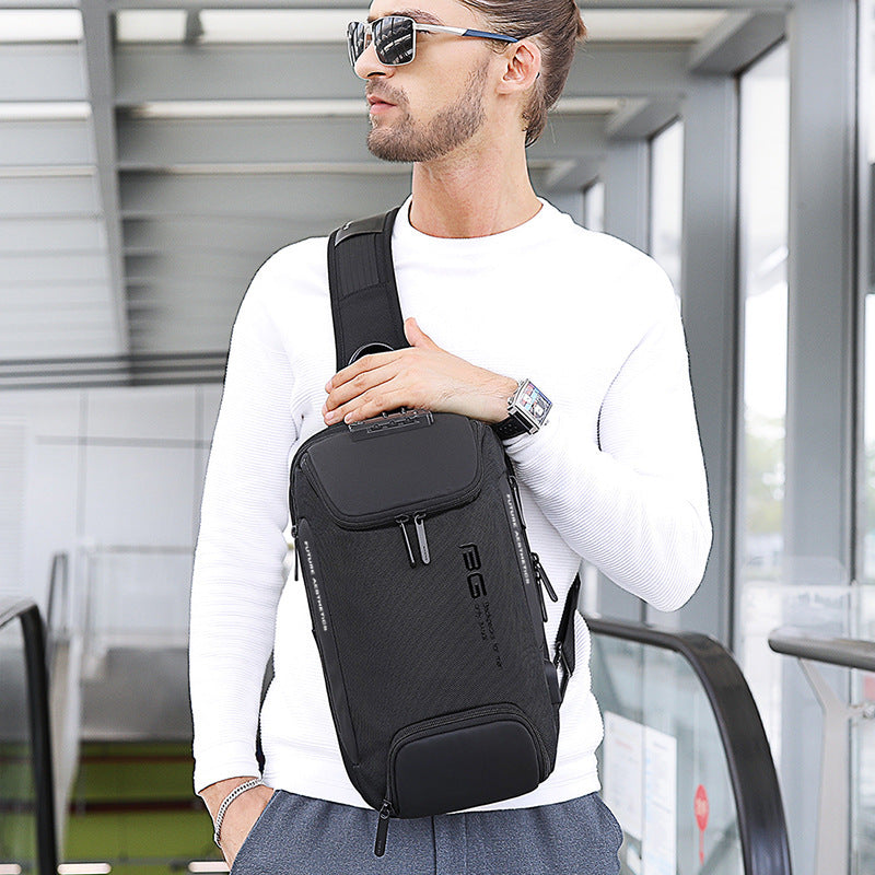 BANGE New Chest Bag Men's Business Anti-Theft Shoulder Bag Technology USB Lightweight Outdoor Men's Messenger Chest Bag