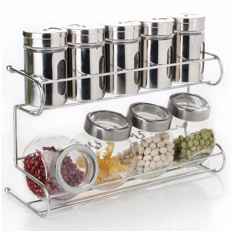 Glass spice jar rack