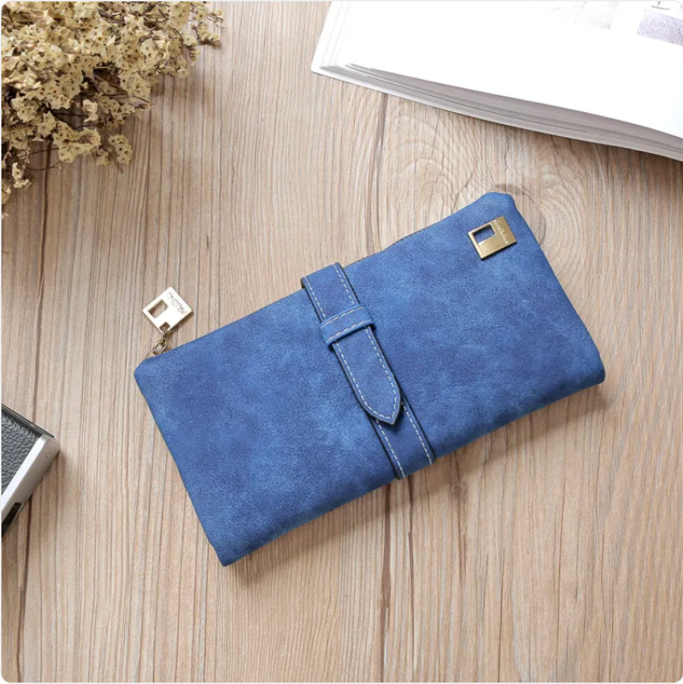 Faux suede zip wallet