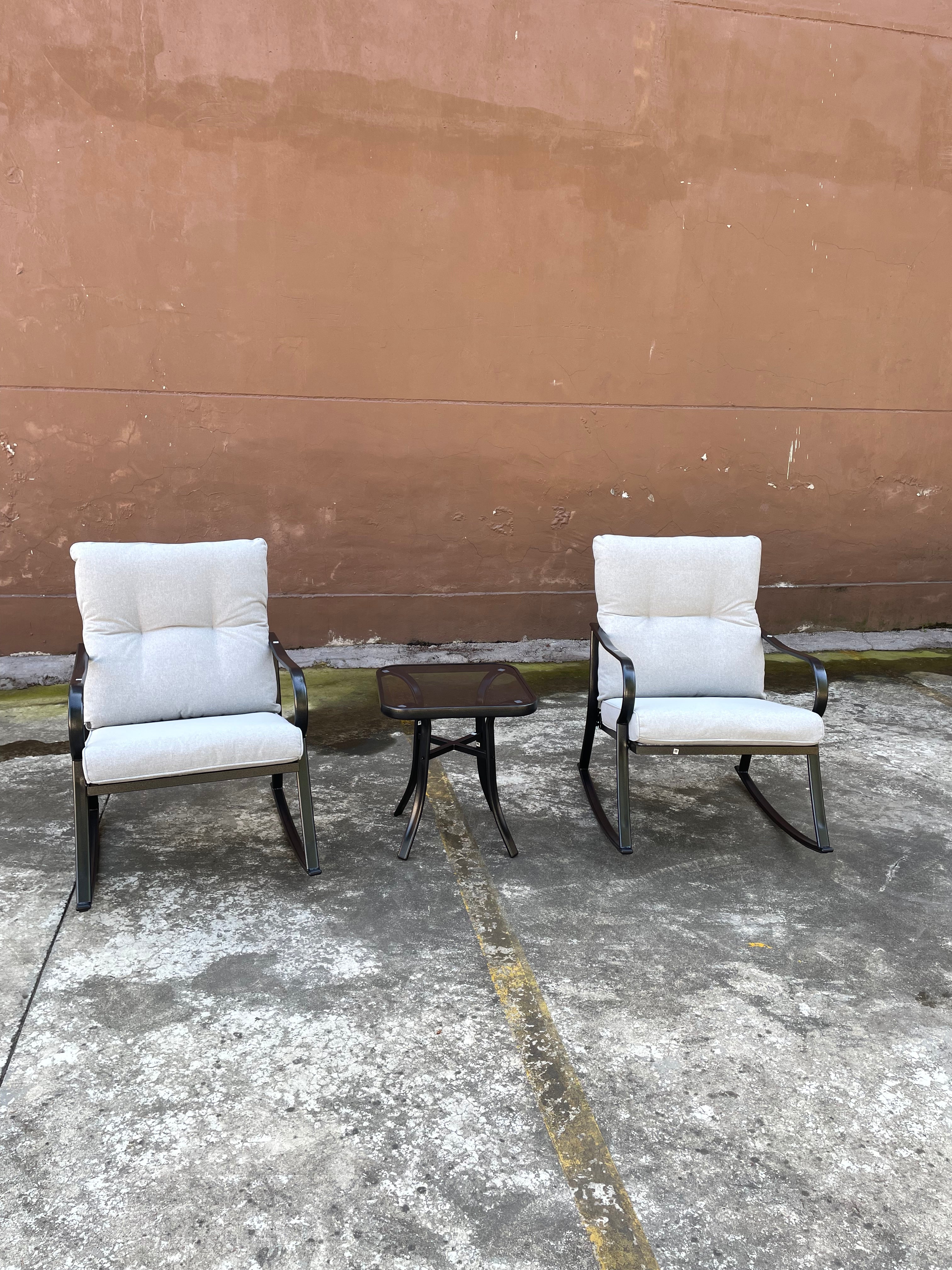 ROCKER SET CHAIR AND TEAPOY OFF-WHITE