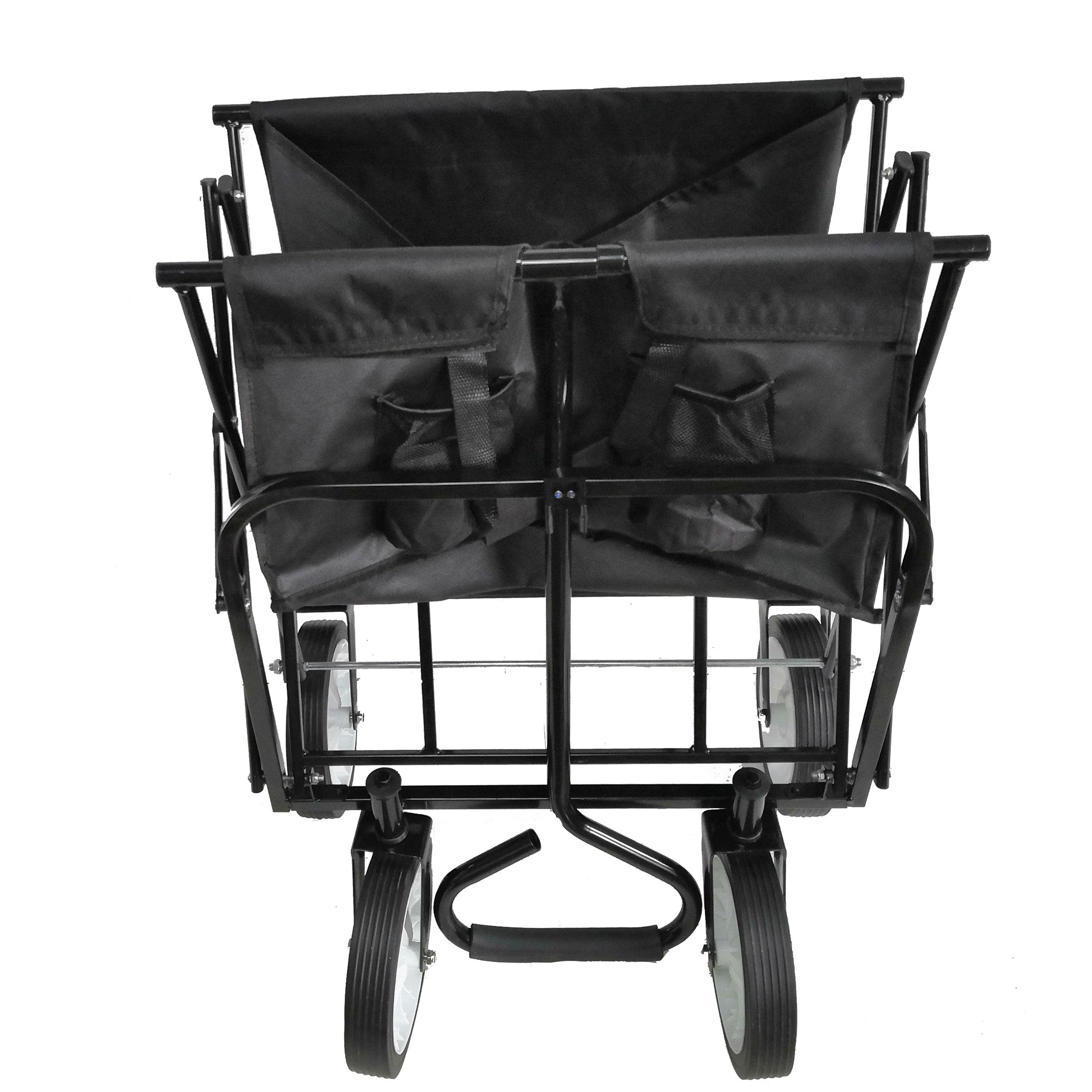 Folding Wagon Garden Shopping Beach Cart (Black)