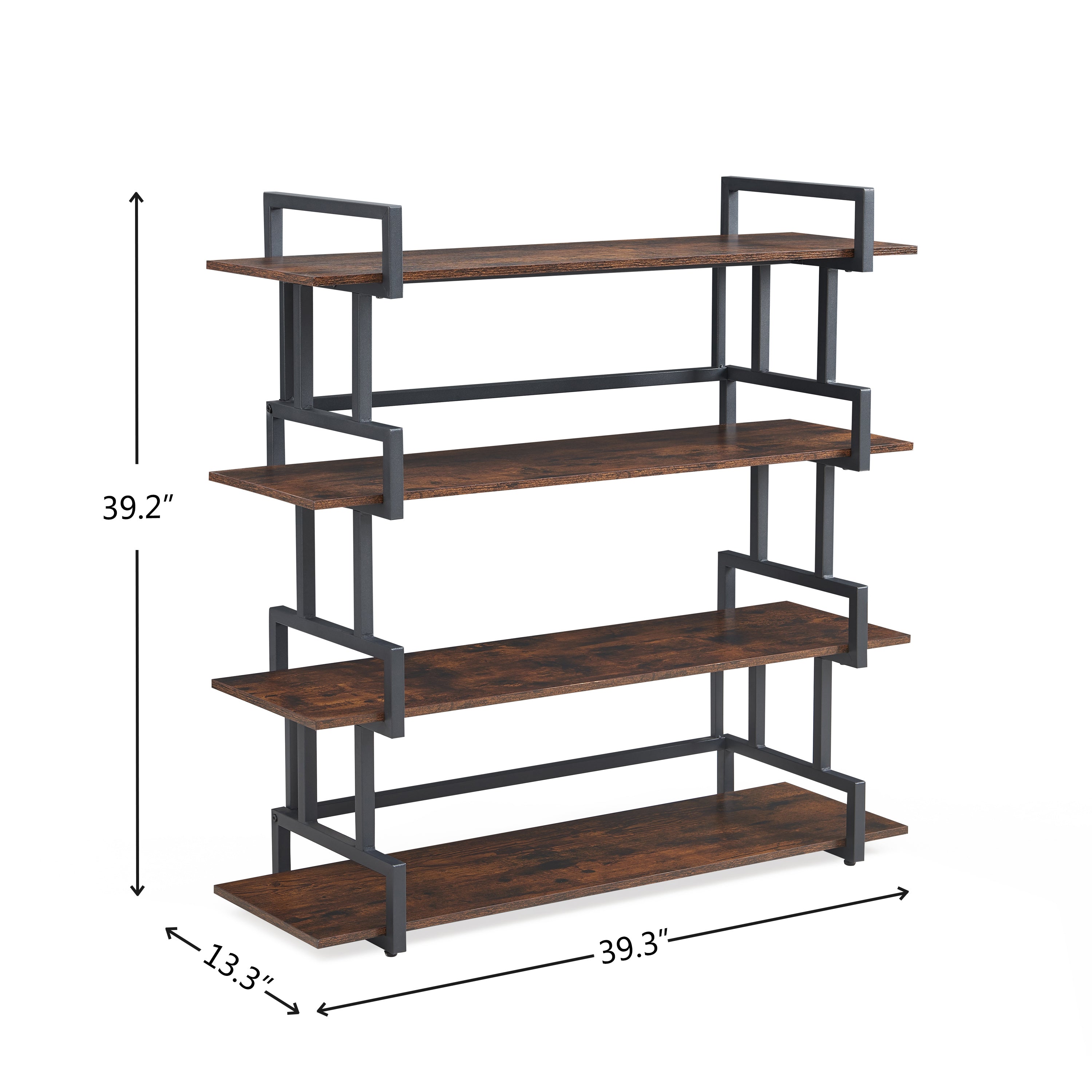 4-storey office bookshelf, rural wooden metal bookshelf, independent open bookshelf, industrial high angle bookshelf