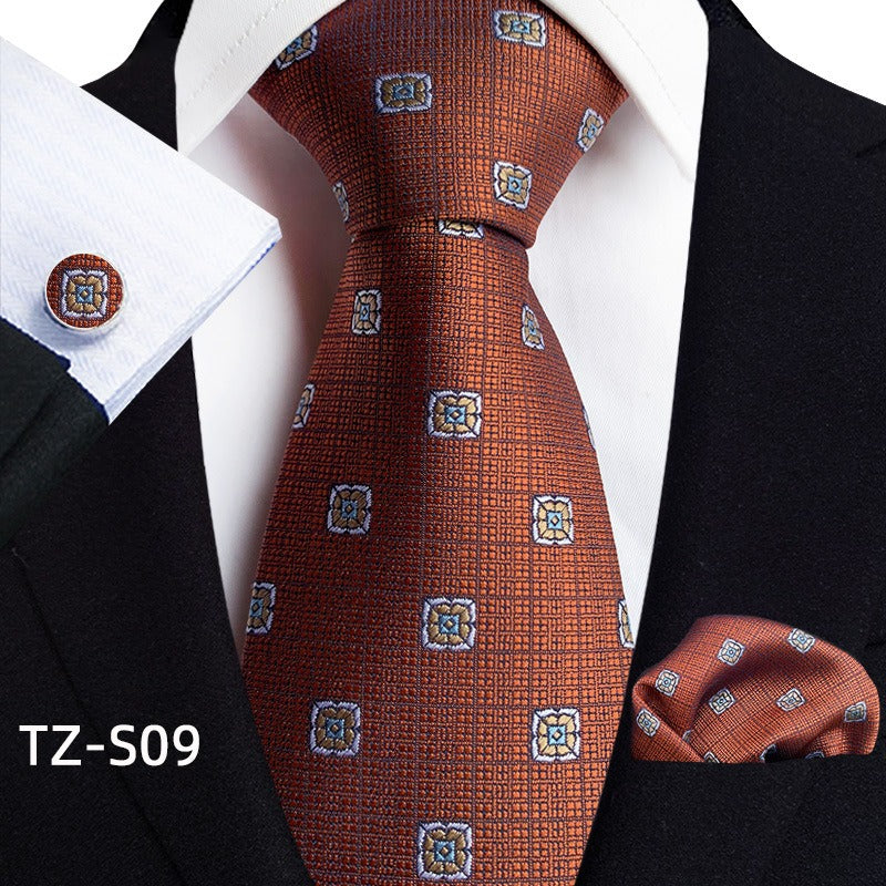 Paisley waist flower men's tie pocket towel cuff three piece set