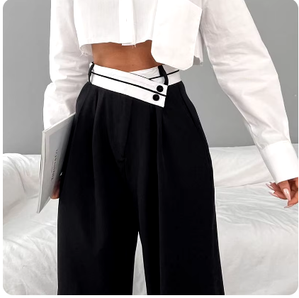 Black wide-leg trousers