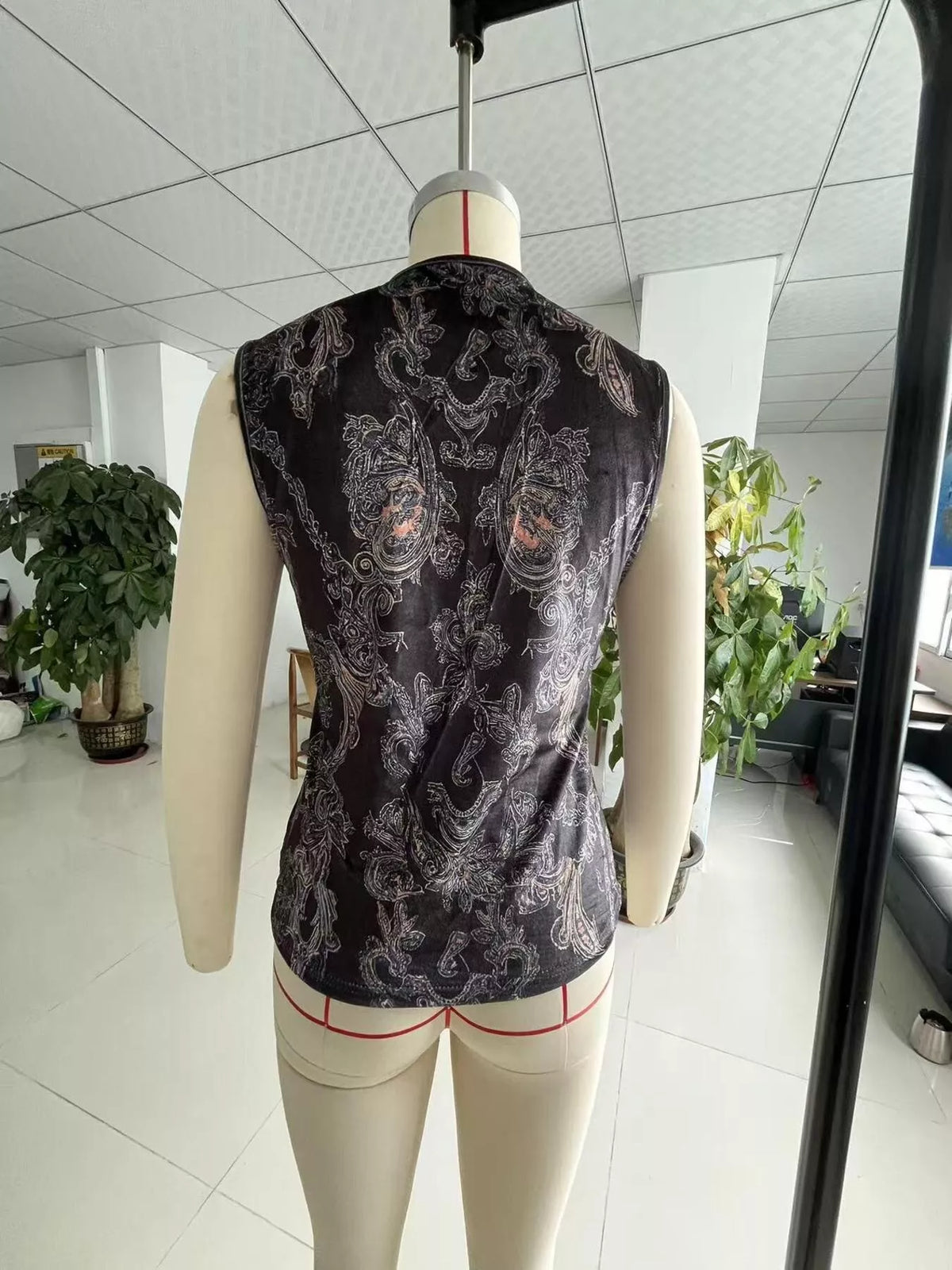 Paisley ruffle zip tank