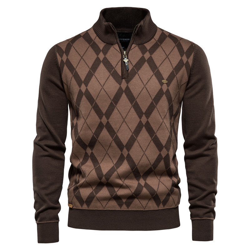 Argyle half-zip sweater