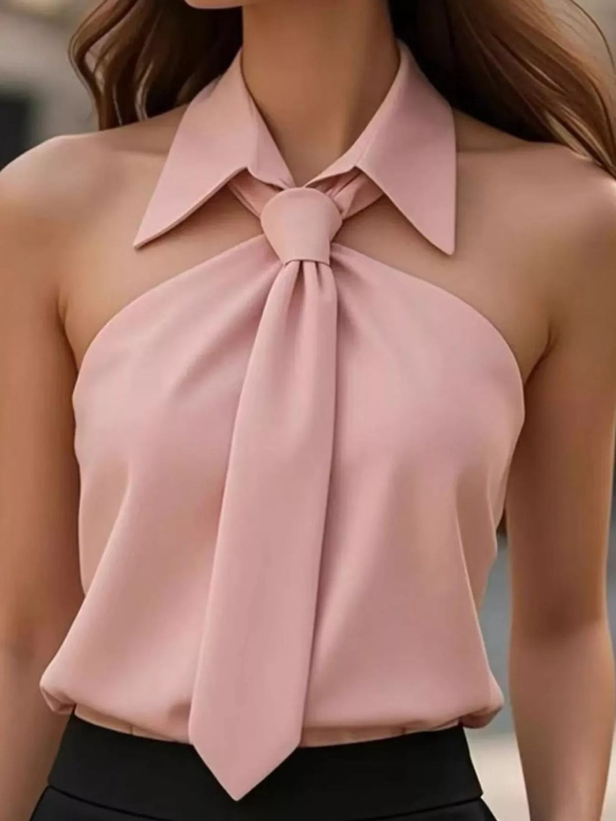Tie-collar halter top – pink