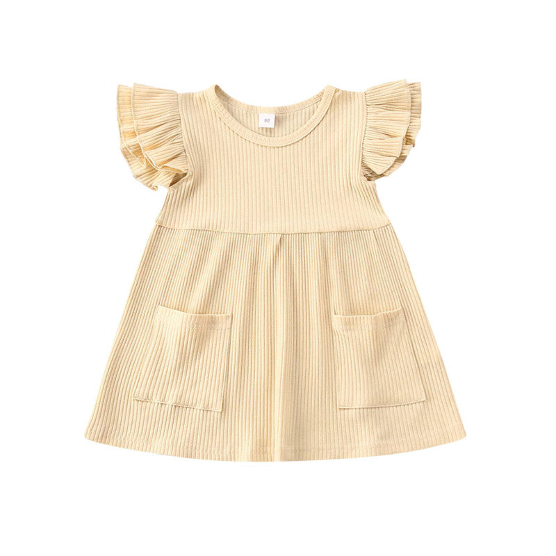 Girls' flutter-sleeve dress