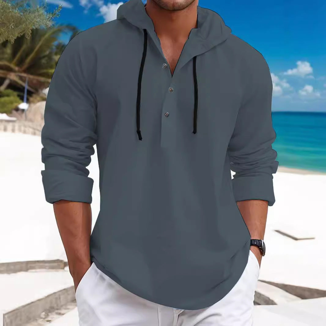 Fashion Men's Pearl Cotton Long-sleeved Hooded Sweater