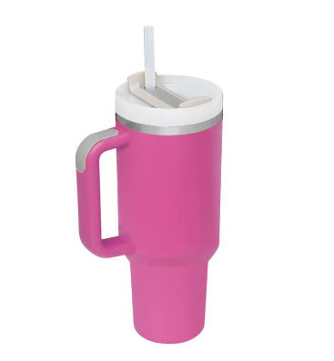 Gobelet isotherme de 113 cl avec poignée et paille, en acier inoxydable, anti-fuite, avec couvercle, idéal pour la voiture, la salle de sport, le bureau ou les voyages.