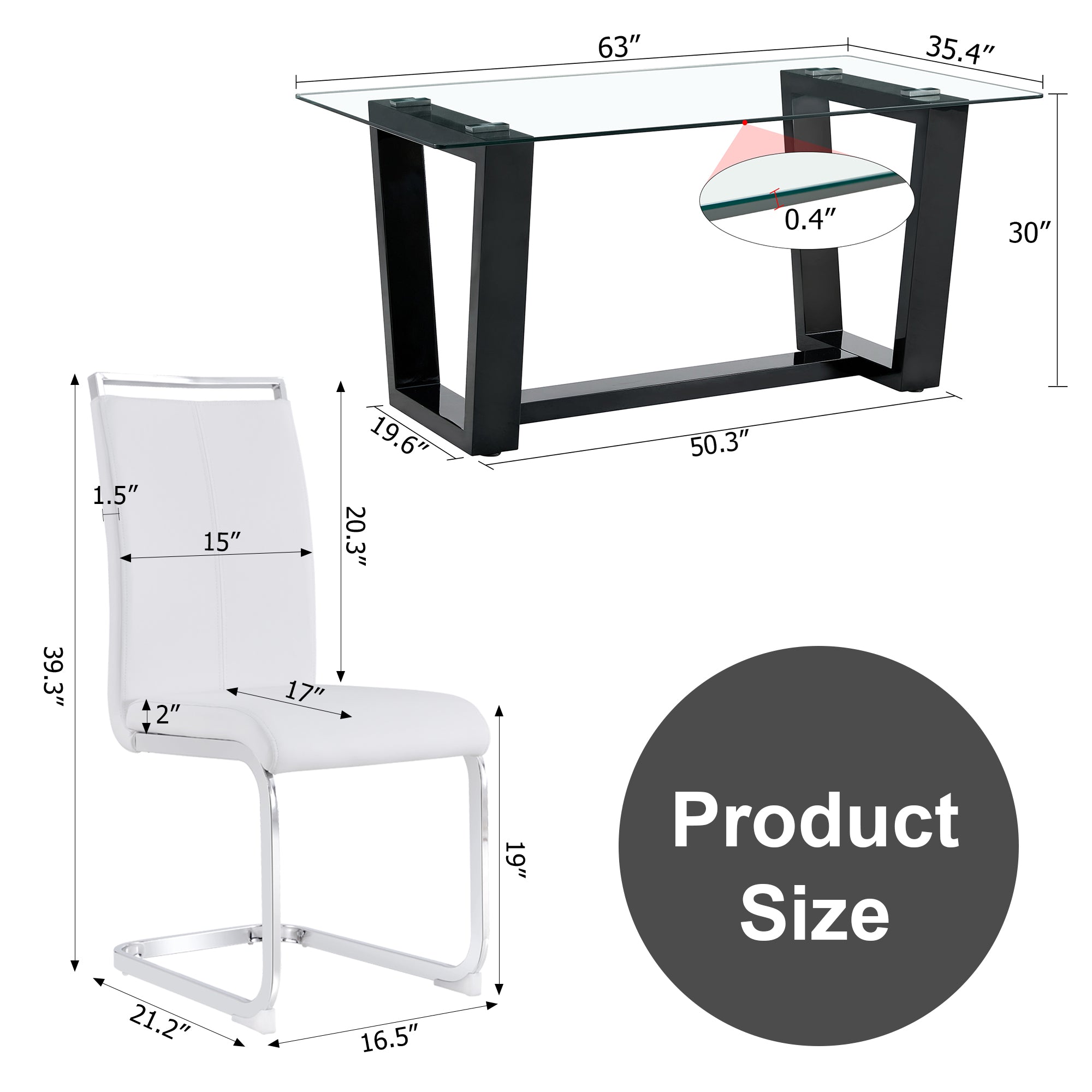 Glass Dining Table Large Modern Minimalist Rectangular for 6-8