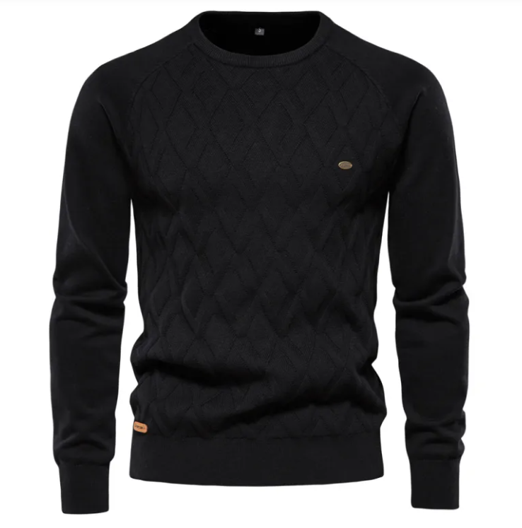Diamond-knit crew sweater
