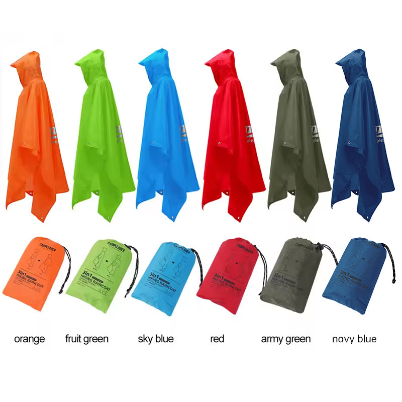 3 - in - 1 Waterproof Rain Poncho for Outdoor Use: Motorcycle, Camping, Hiking & Travel