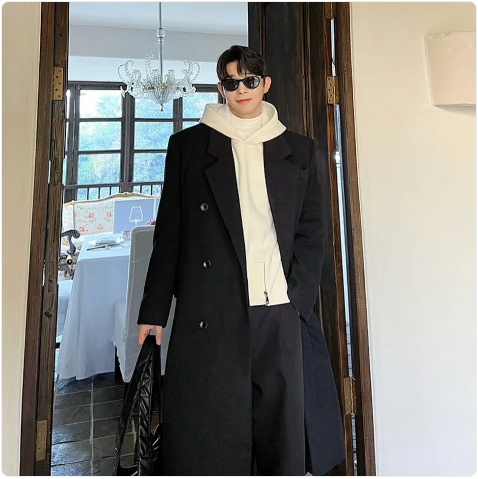 Double-breasted long coat