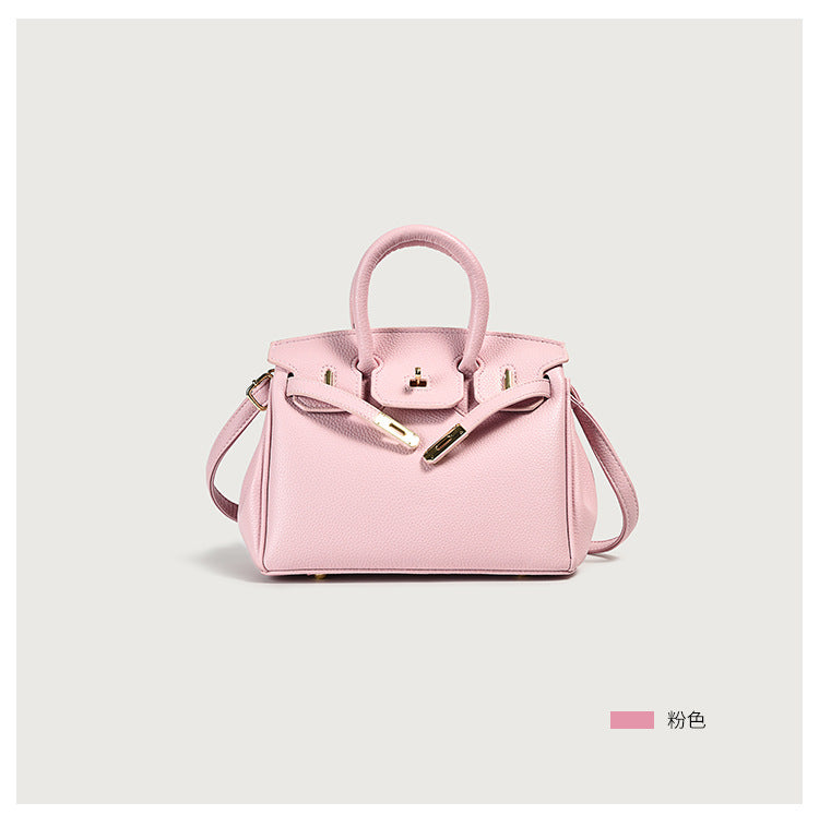 Vegan leather top-handle tote – pink