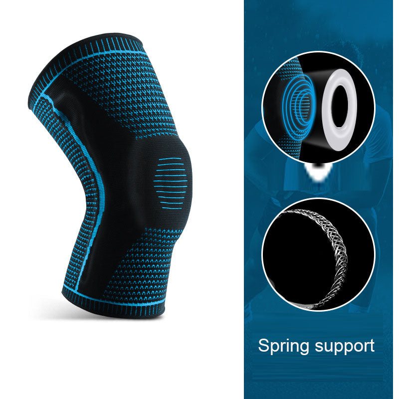 Outdoor Sports Summer Pressure Silicone Spring Breathable Knee Guards for Mountaineering, Running, Basketball, Cycling, Knitted