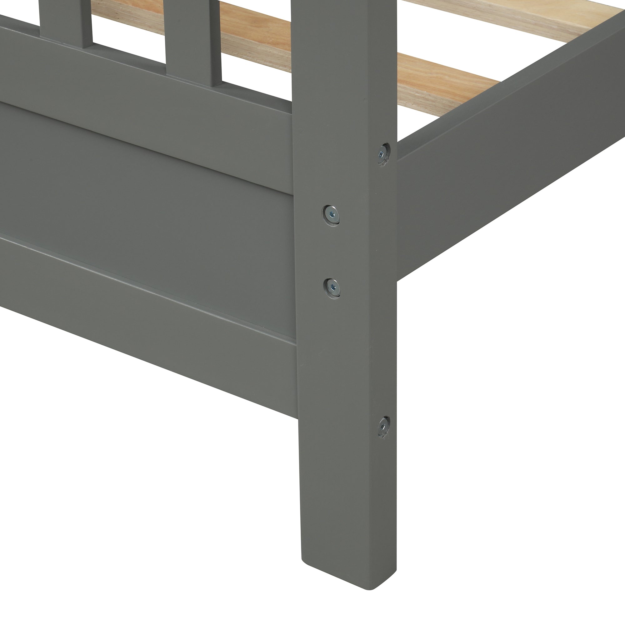 Wood Platform Bed with Headboard and Footboard  Full (Gray)