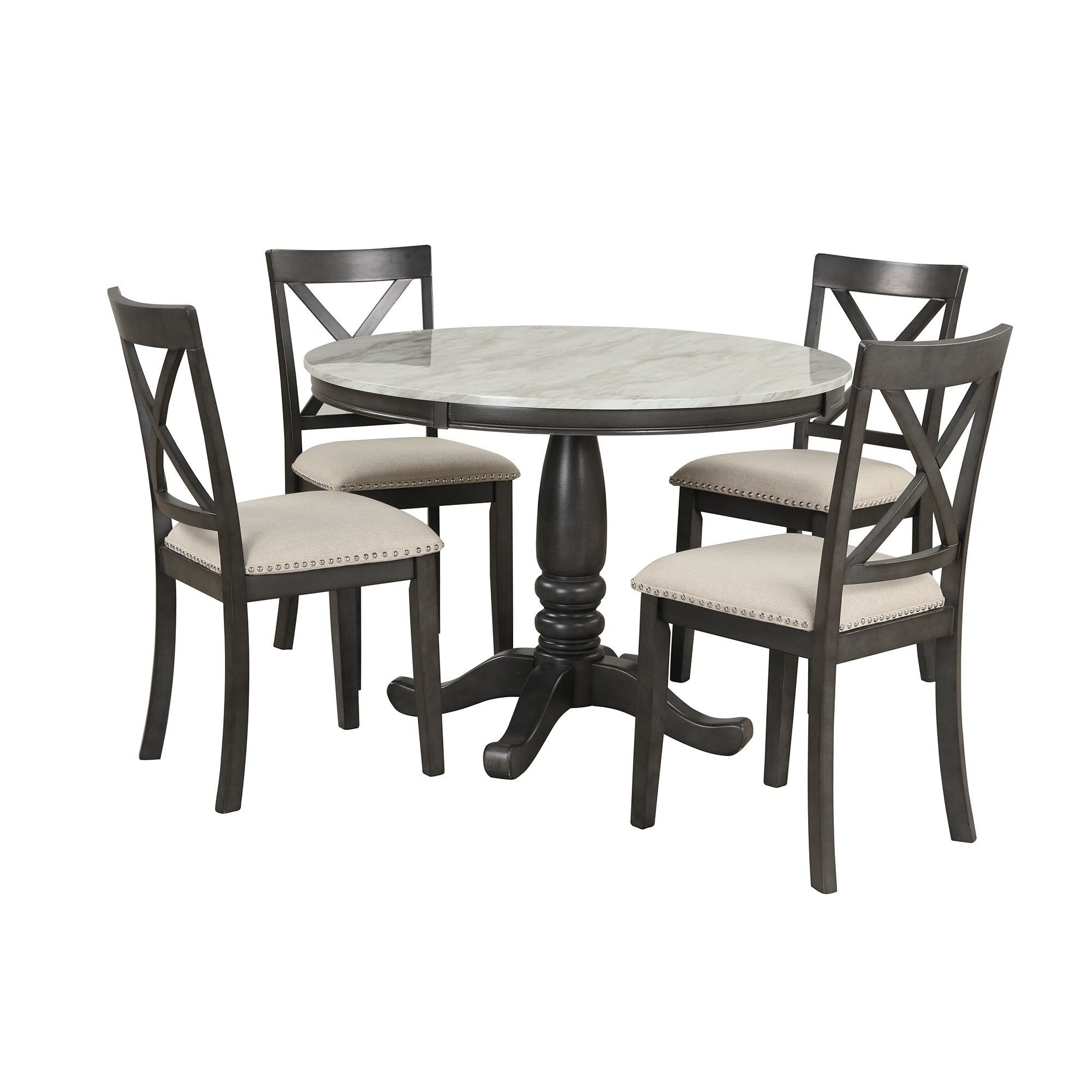 Orisfur 5 Pieces Dining Table and Chairs Set for 4 Persons Kitchen Room Solid Wood Table with 4 Chairs