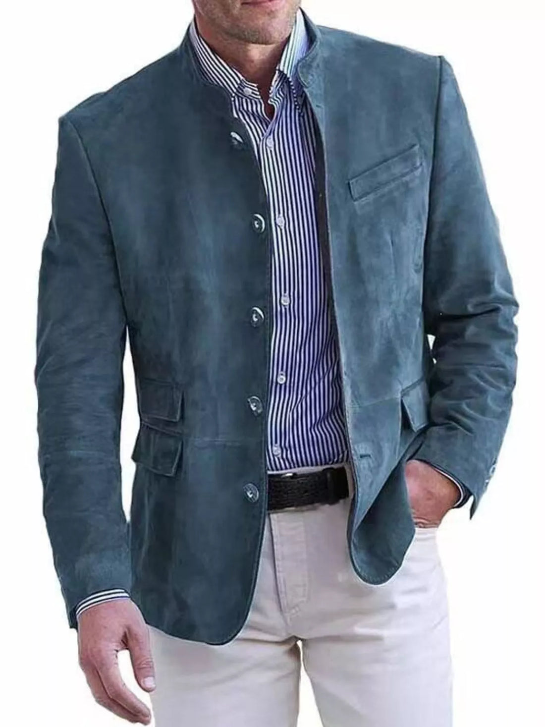 Button up long sleeve blazer, Blue