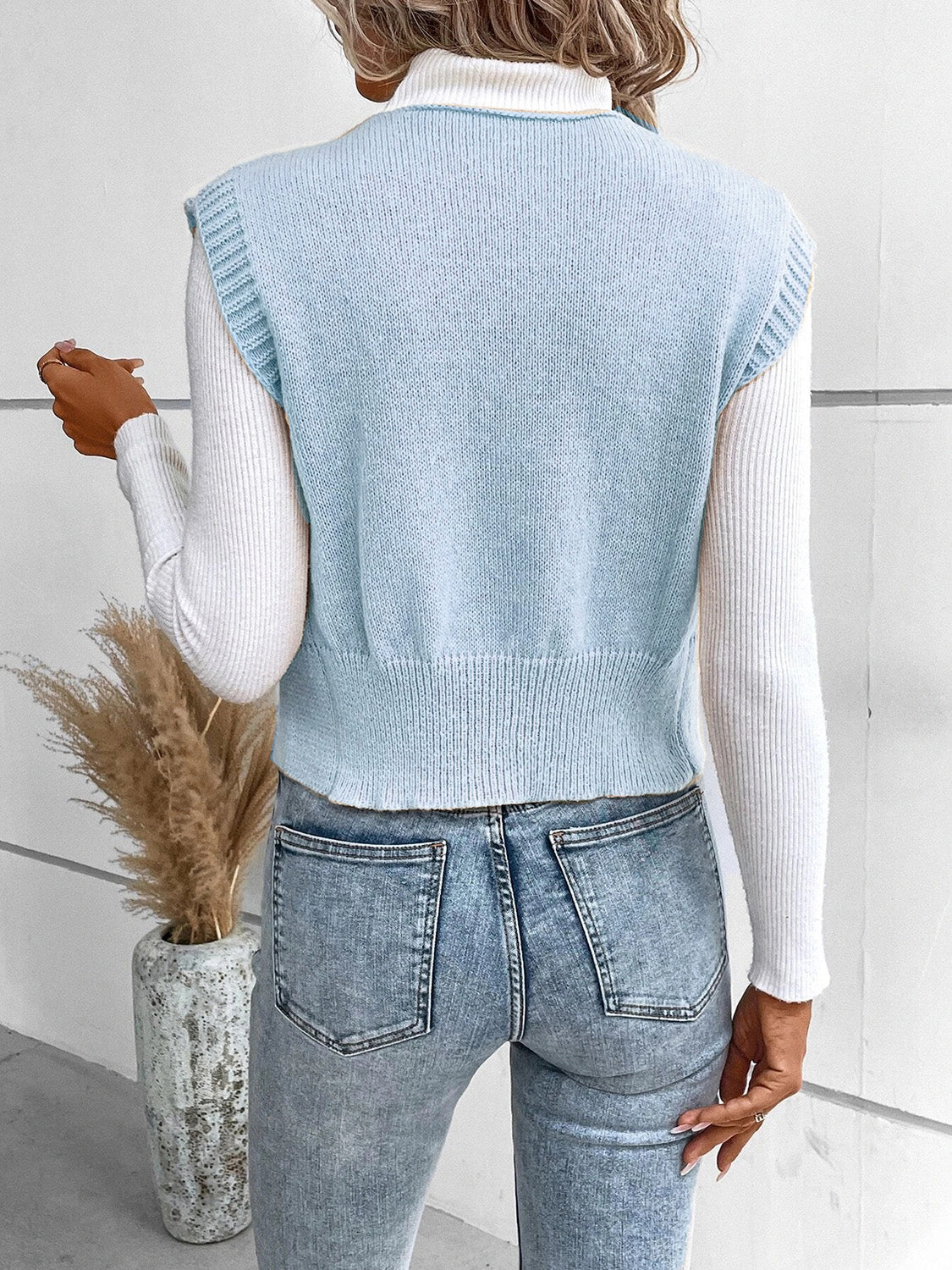 Button up V-neck sweater vest