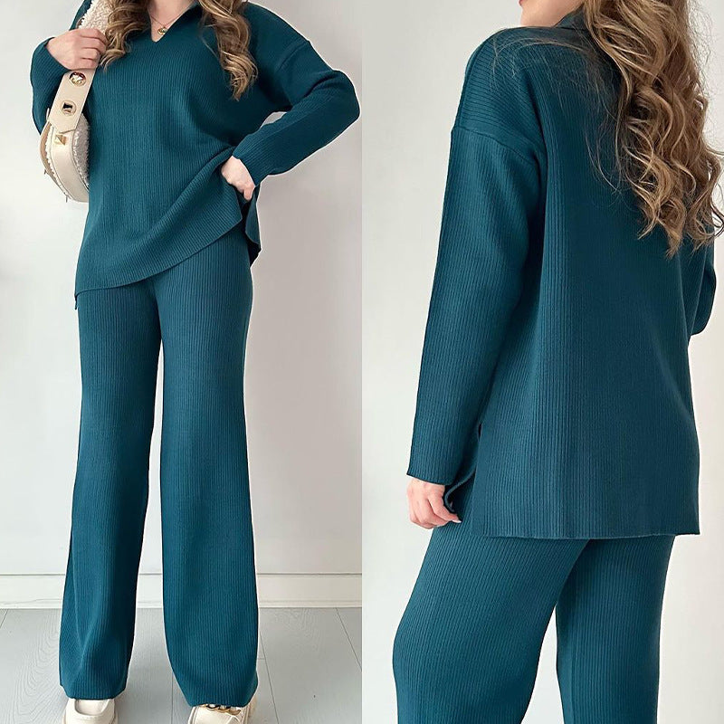 Loose knit two-piece set – malachite green