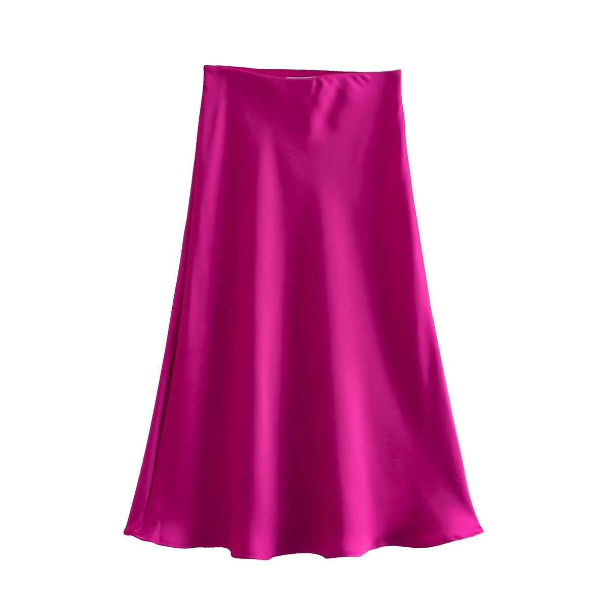 Satin midi skirt – fuchsia