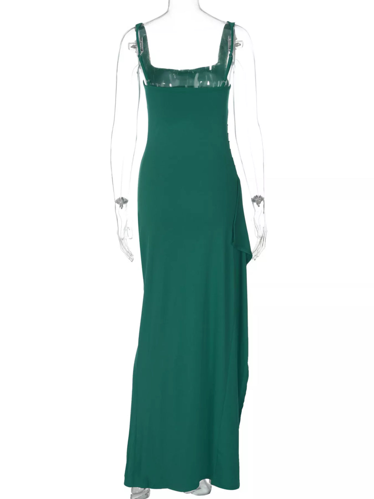 Square-neck slit maxi dress