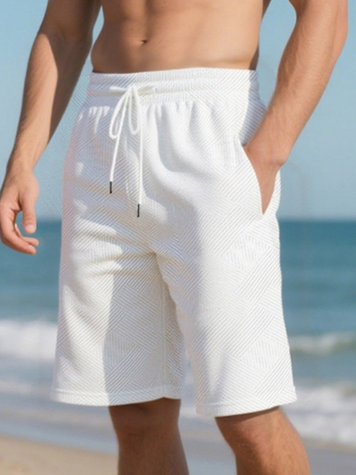 Relaxed drawstring shorts – white