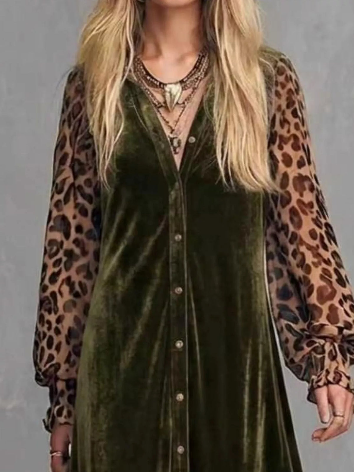 Leopard velvet maxi dress