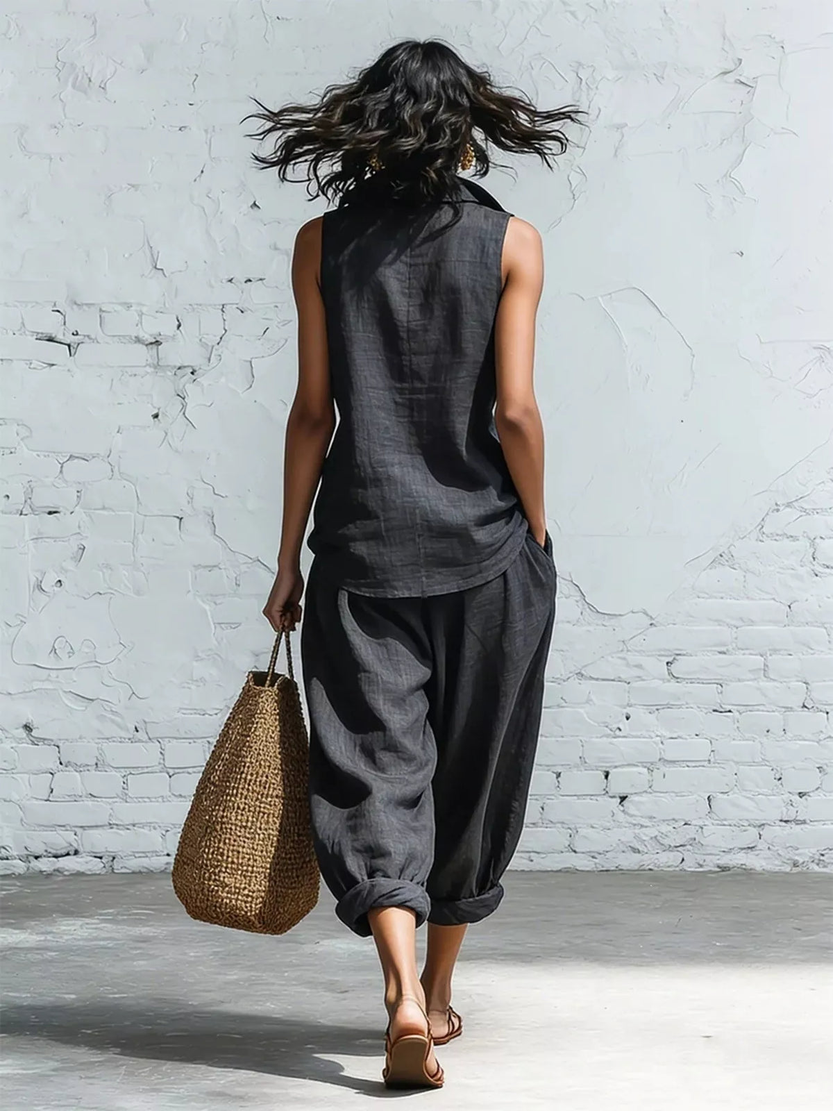 Sleeveless top and pants set