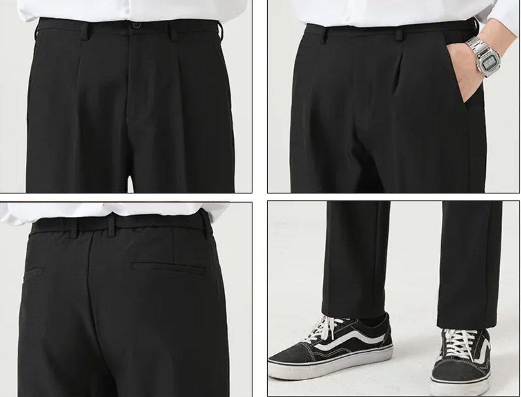 Pleated tapered trousers, Black, detail