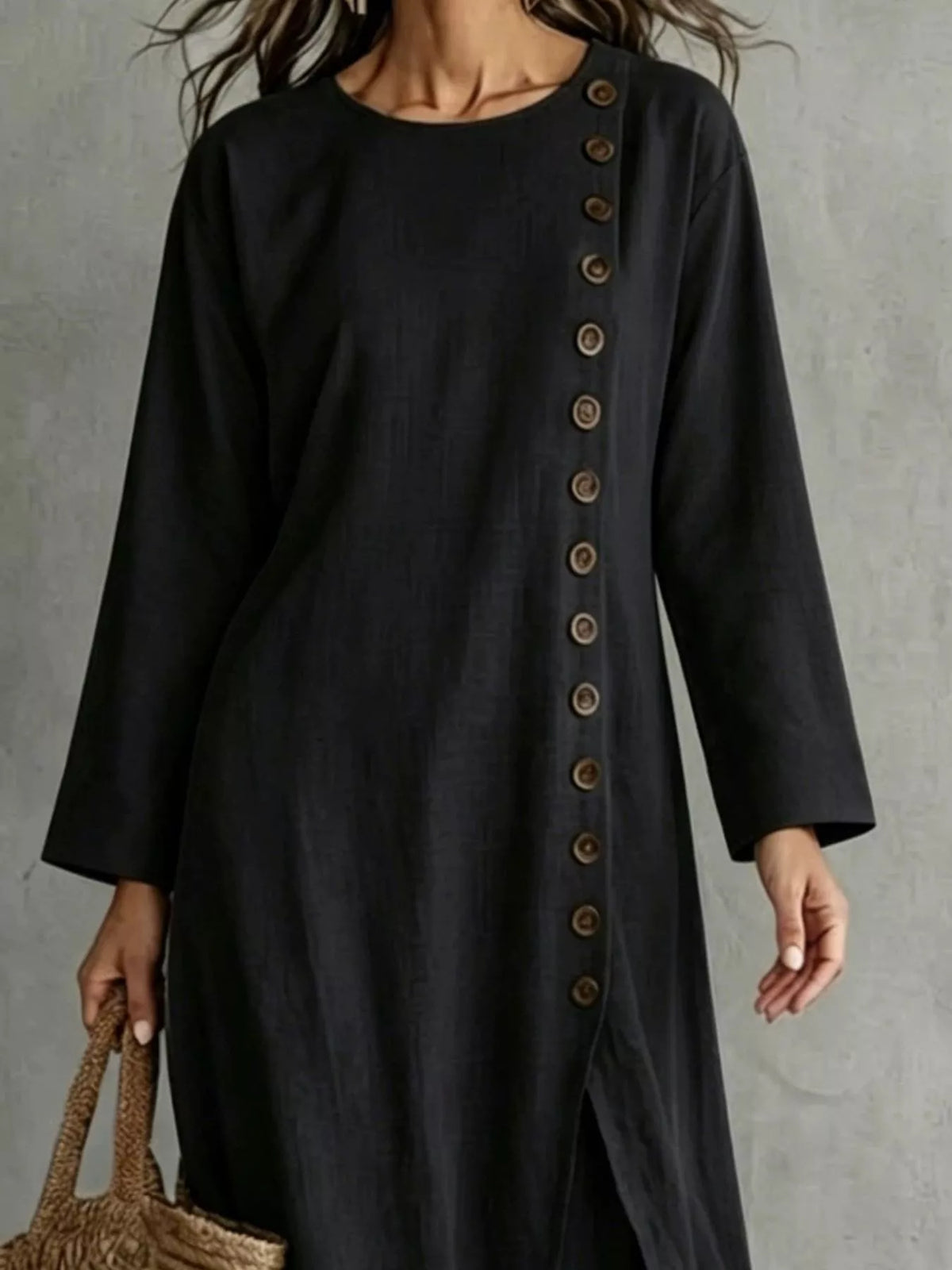 Side-buttoned longline top and pants set