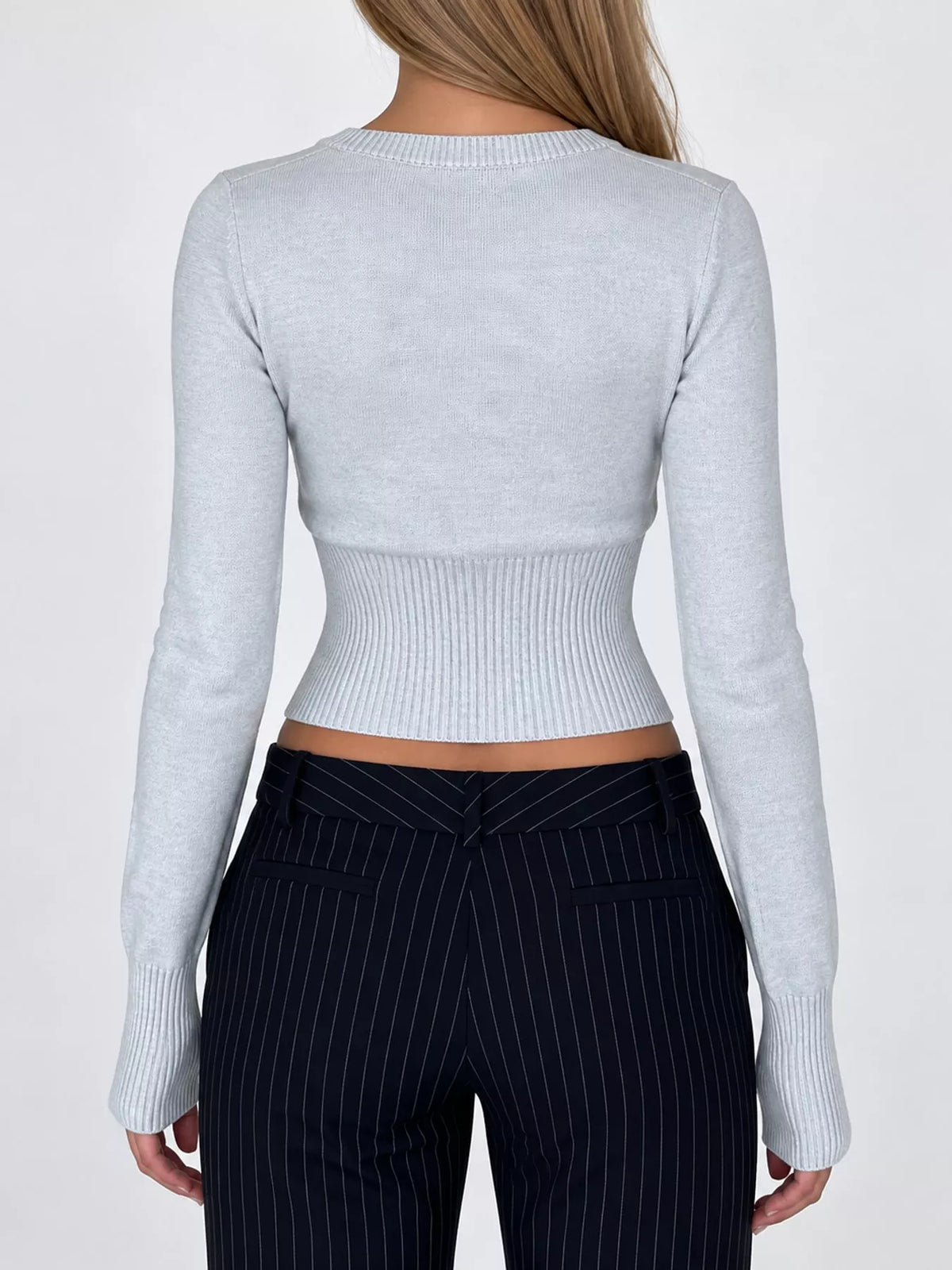 Slim-Fit Ribbed Knit Button-Down Cardigan