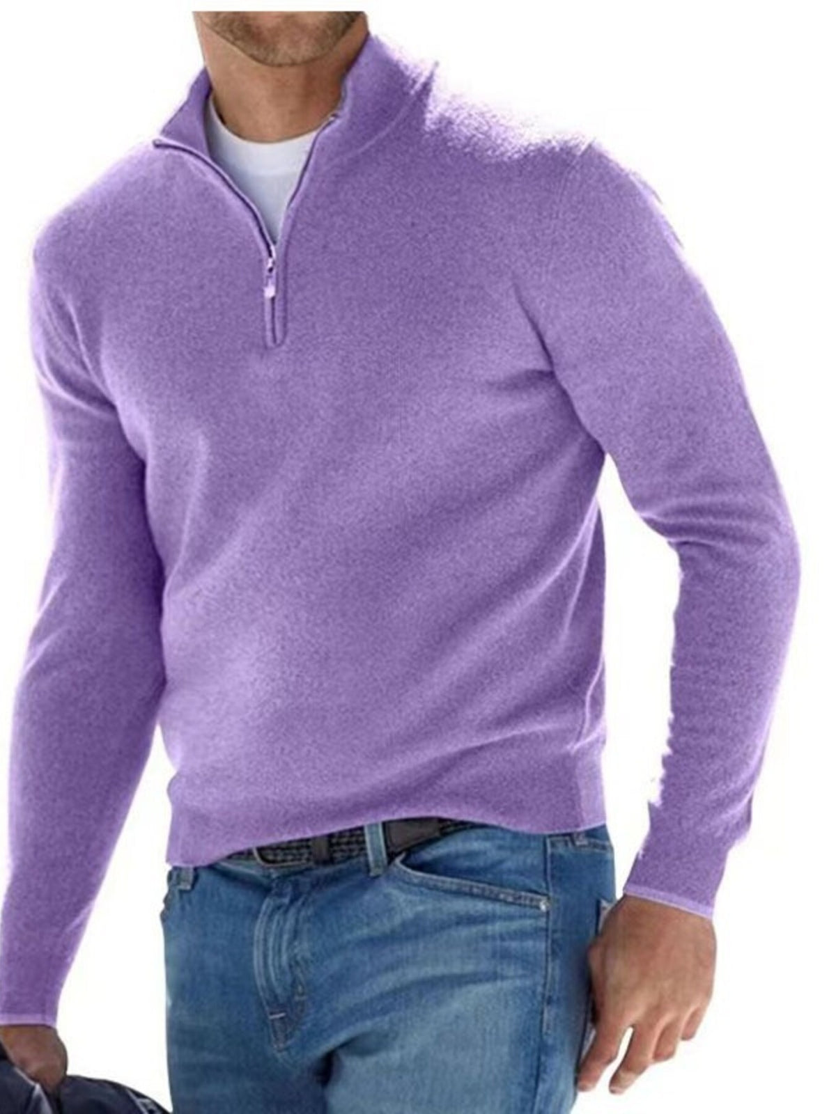 Quarter-zip sweater – purple