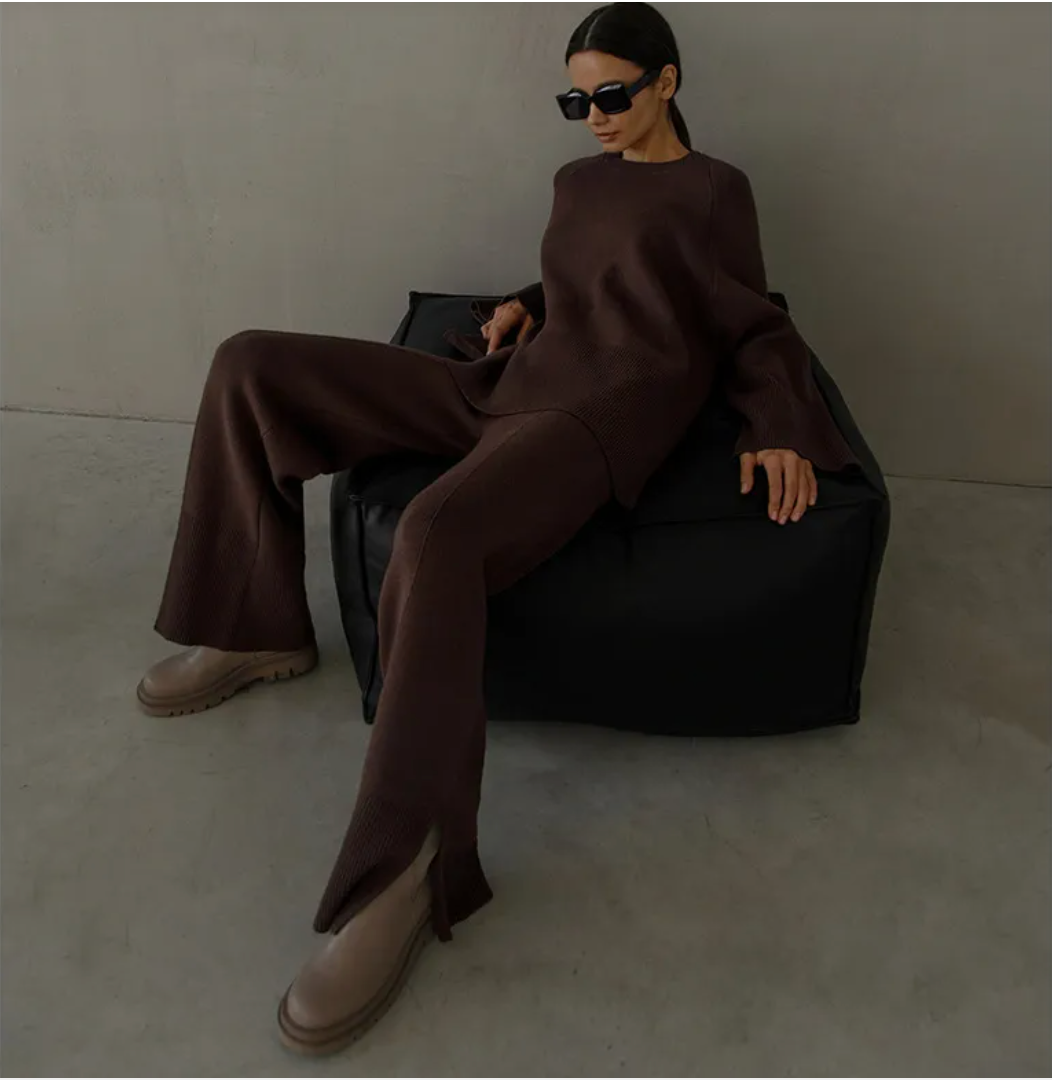 Ribbed knit lounge set