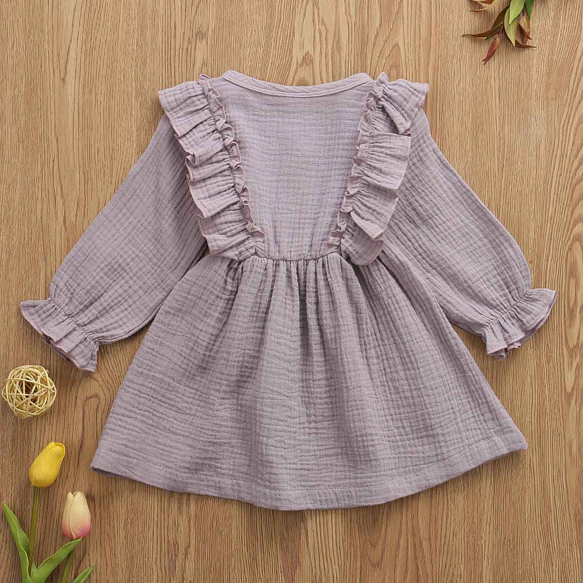 Girls' muslin ruffle dress