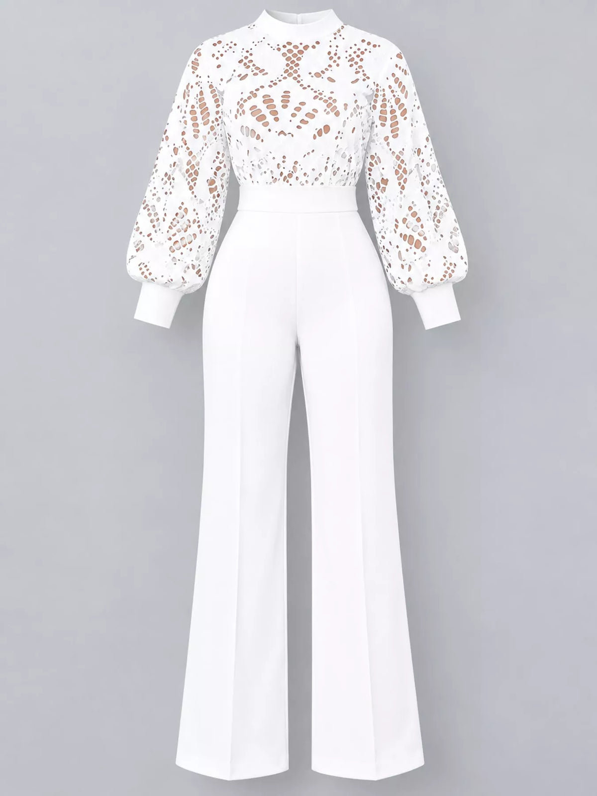 Lace lantern-sleeve jumpsuit
