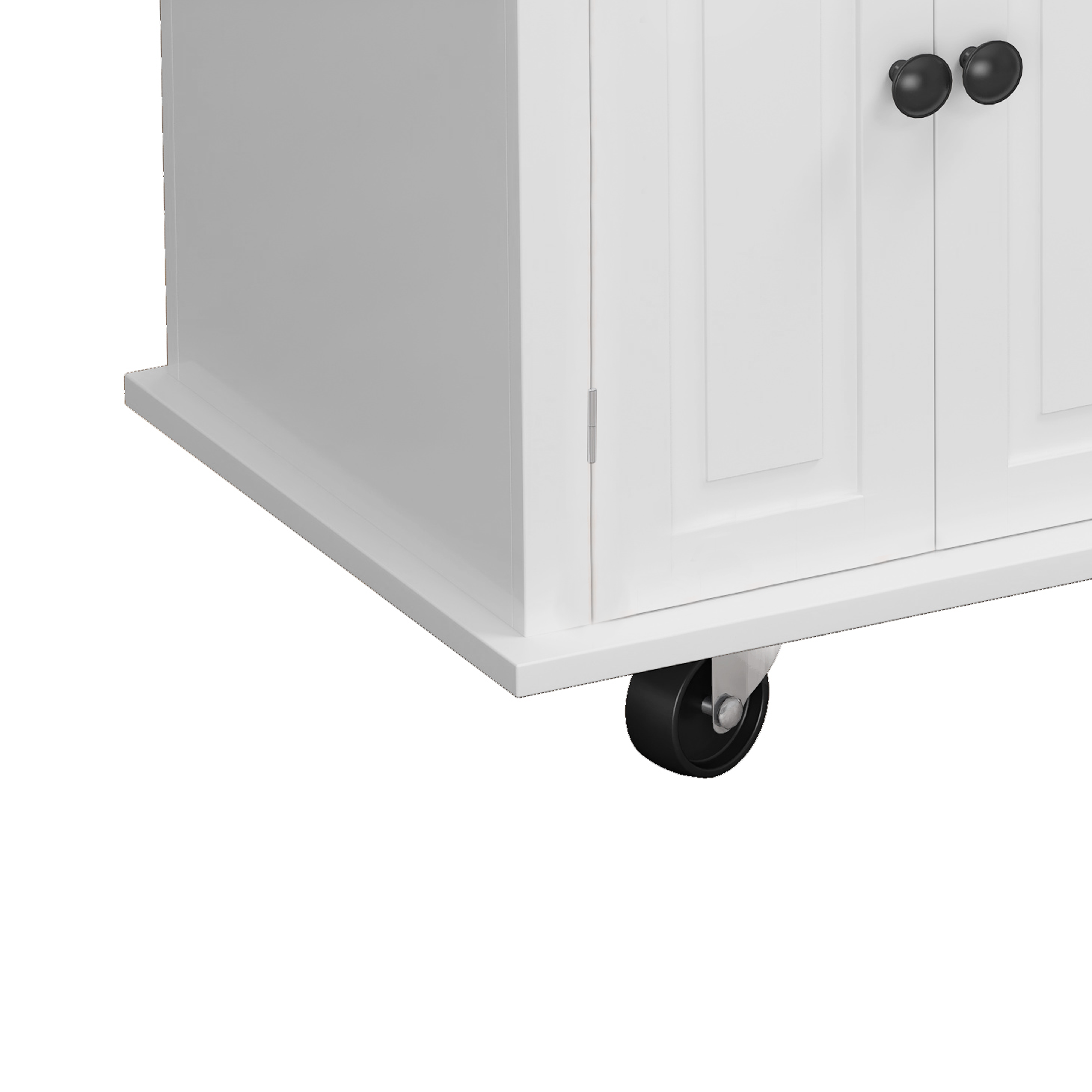 Kitchen Island Cart with Two Storage Cabinets and Two Locking Wheels 43.31 Inch Width 4 Door Cabinet and Two Drawers Spice Rack