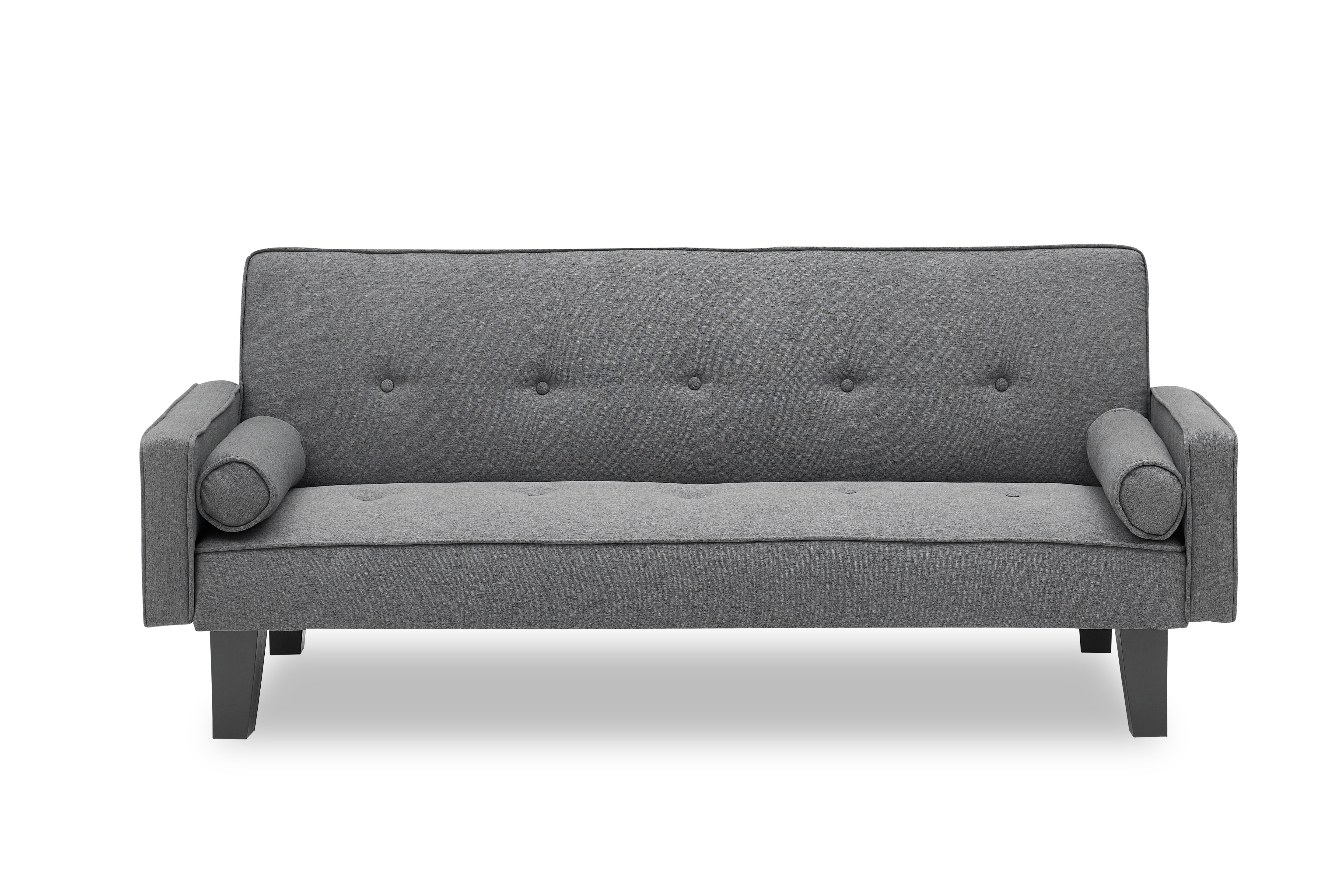 2059 sofa convertible into sofa bed includes two pillows 72" dark grey cotton linen sofa bed for family living room