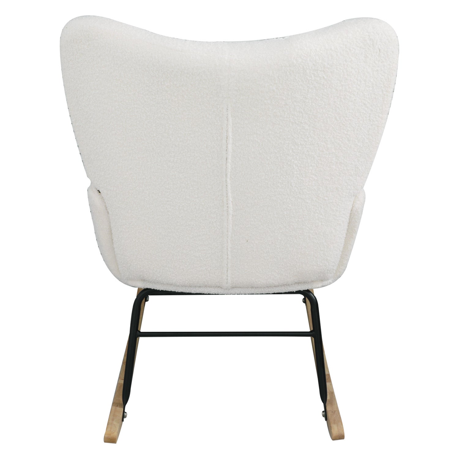 Teddy fabric rocking chair, cushioned rocking chair with high backrest, modern rocking chair, white