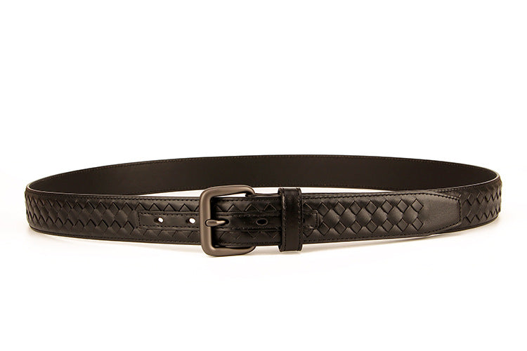 Woven leather belt