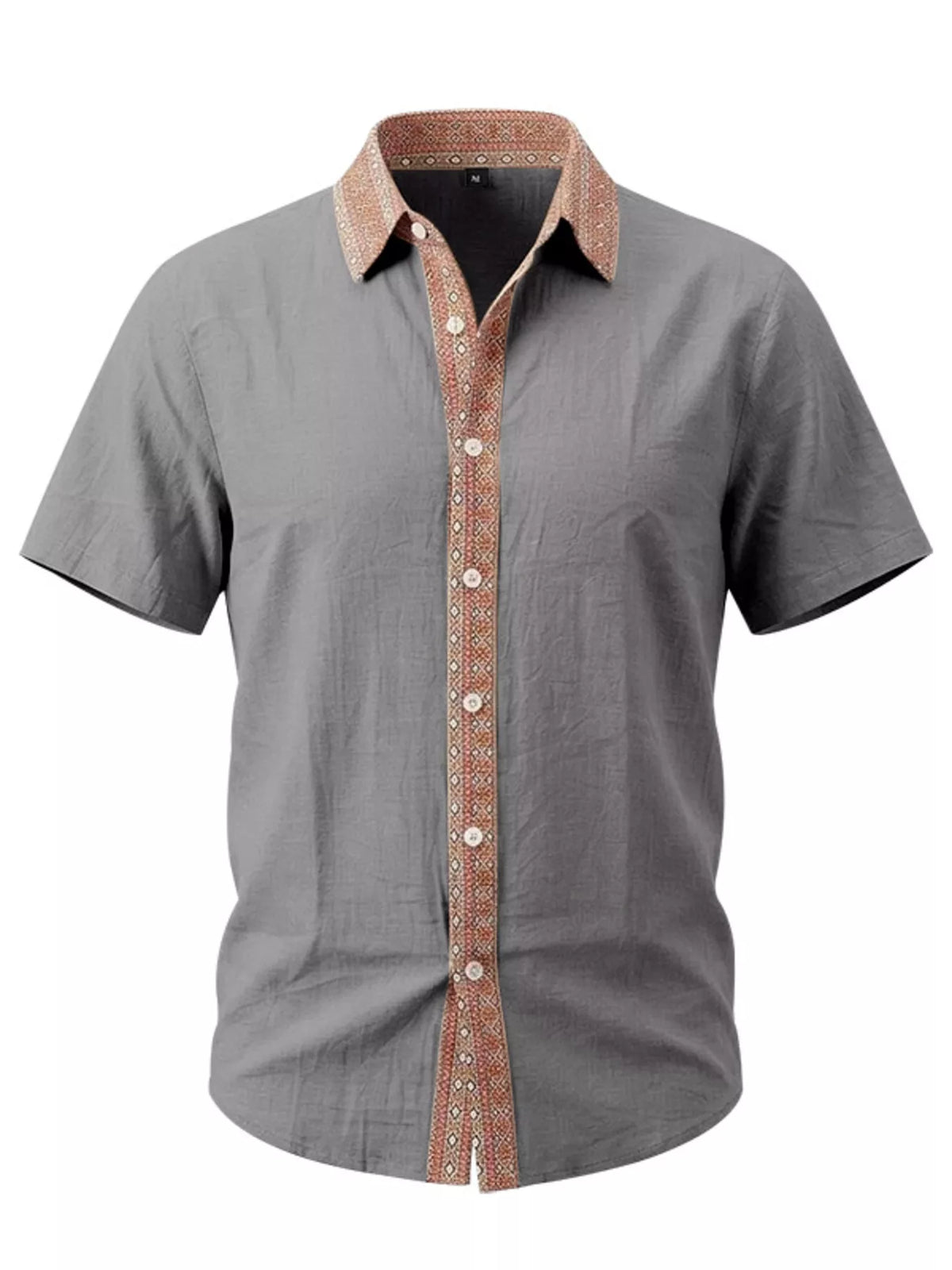 Short-sleeve linen shirt – dark gray