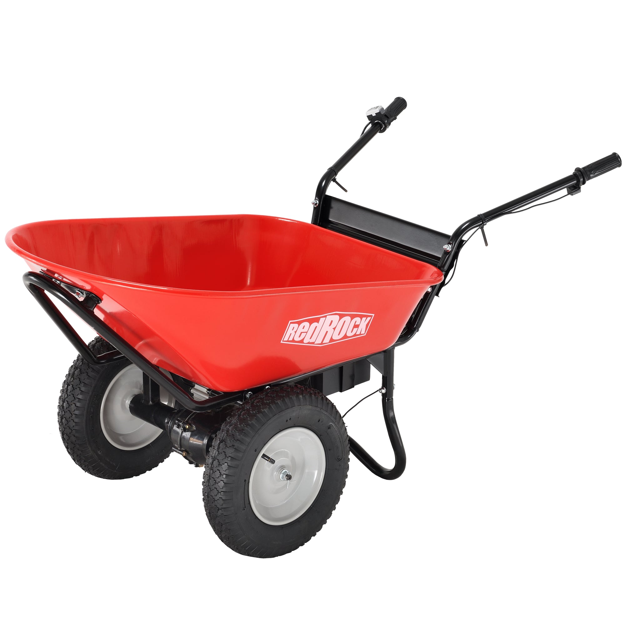 Red Rock Wheelbarrow Utility Cart Electric Powered AGM Battery 330lbs (150kgs) Max Capacity Barrel Dump Material Debris Hauler