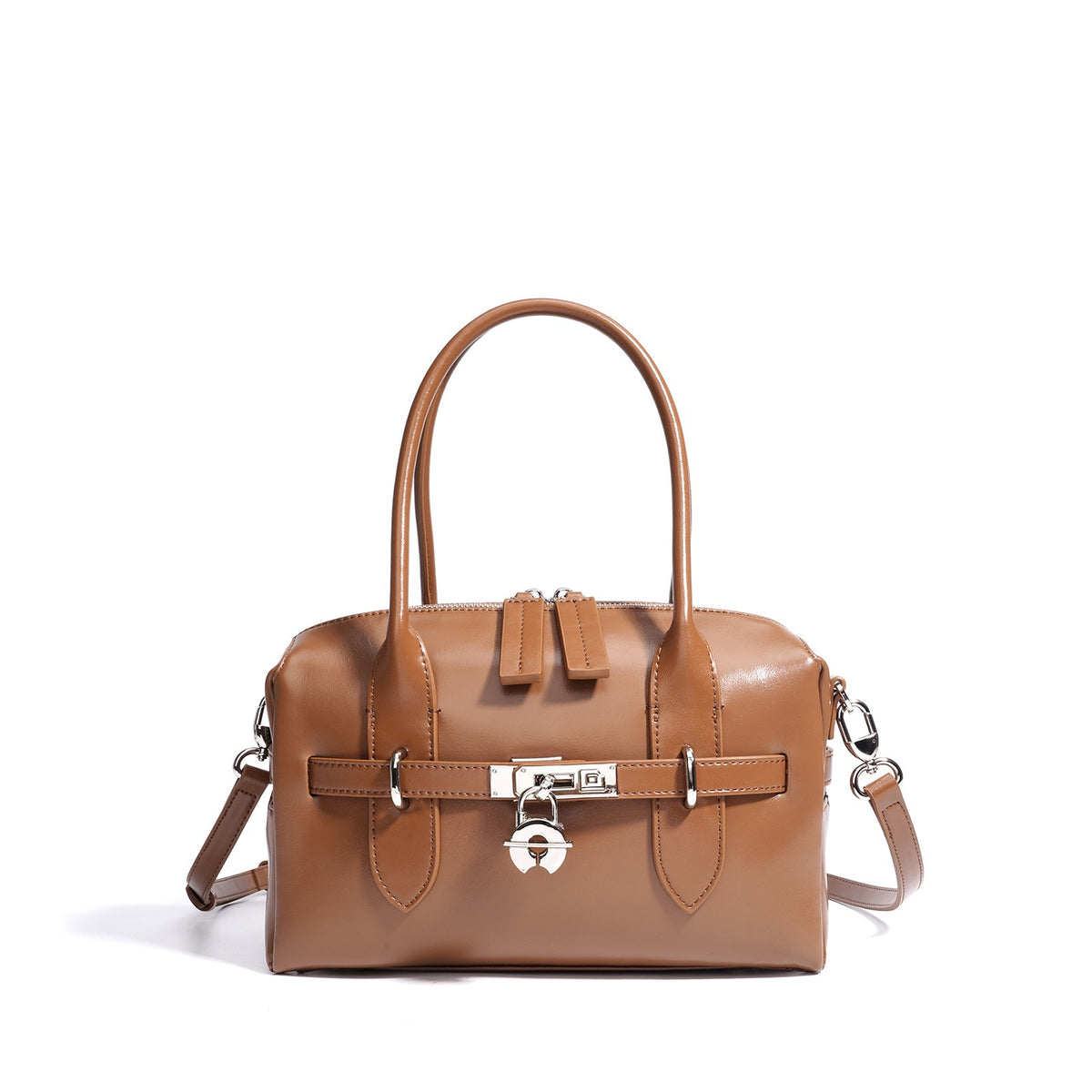 Leather padlock bowling bag