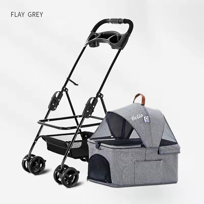 Walk The Dog Pet Stroller Teddy Dog Four Wheel Wan fold To The Stacked Stroller Cats Can Be Separated From The Stroller