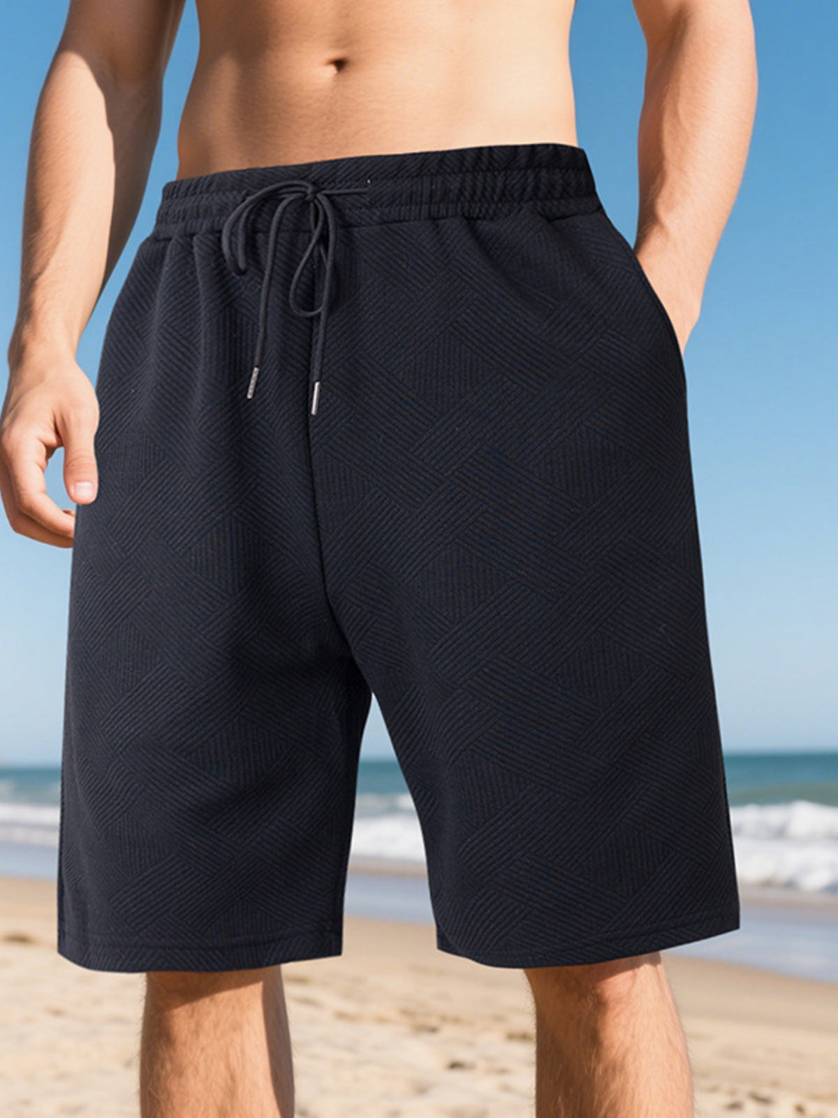 Relaxed drawstring shorts – black