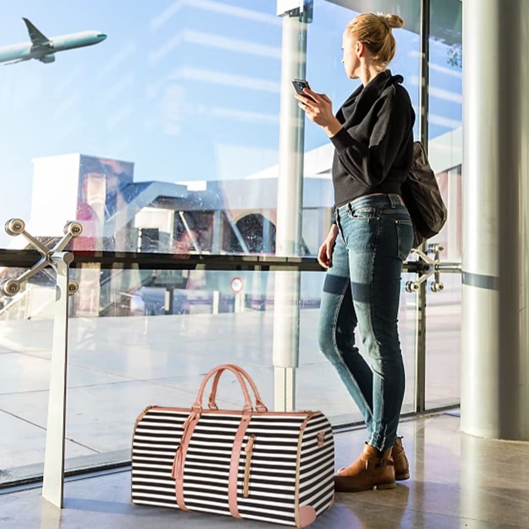 PU leather portable men's and women's foldable suit bag, multifunctional travel luggage bag