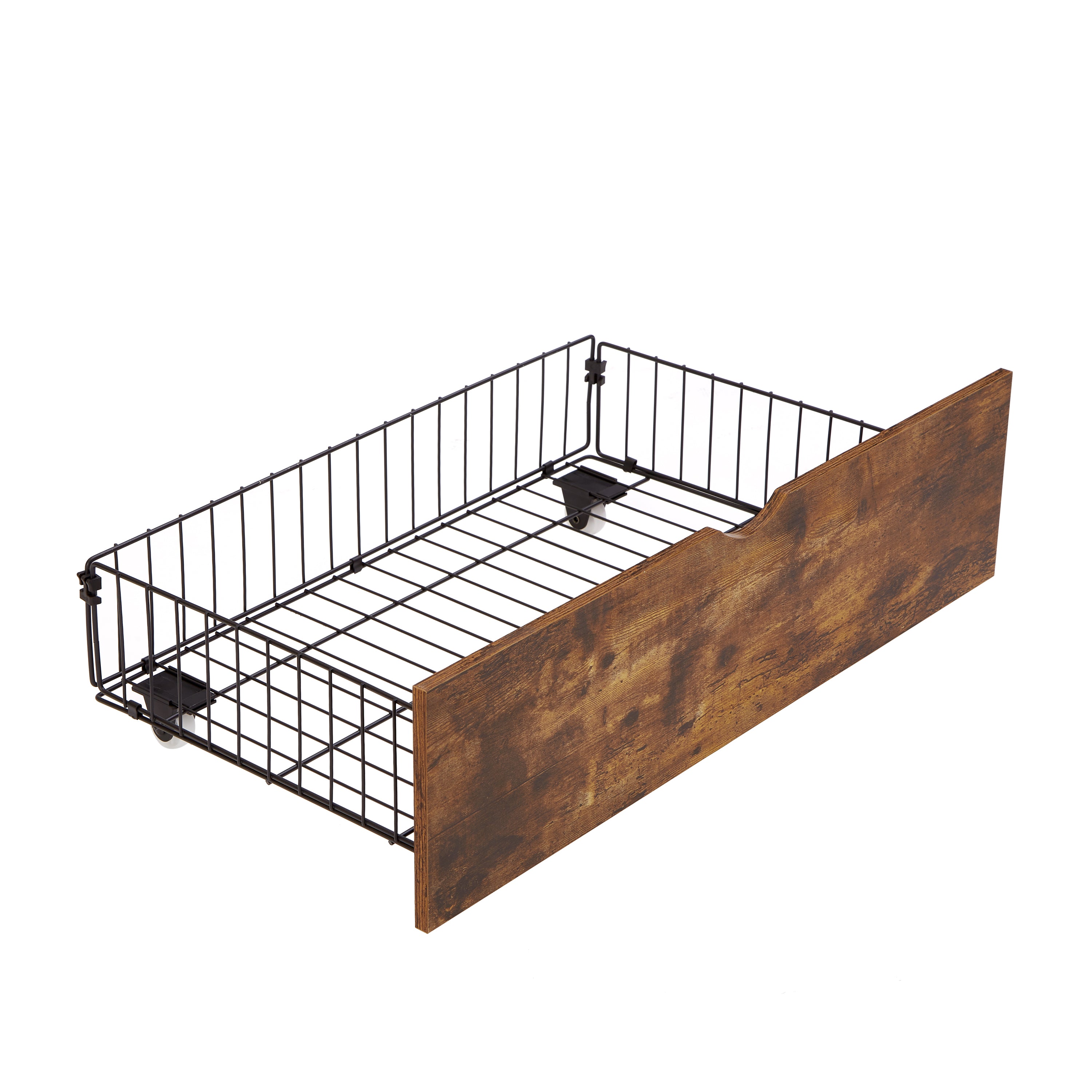 Large metal bed frame with wooden headboard and USB foot pedal, charging station, 2 drawers, LED lights, no need for box spring