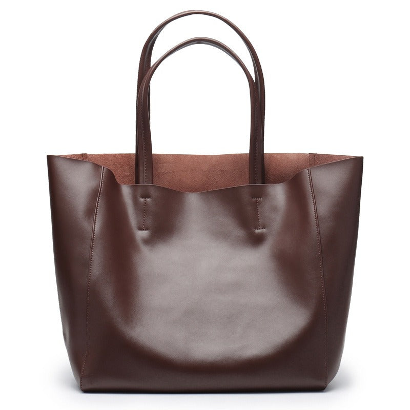 Soft leather shopper tote
