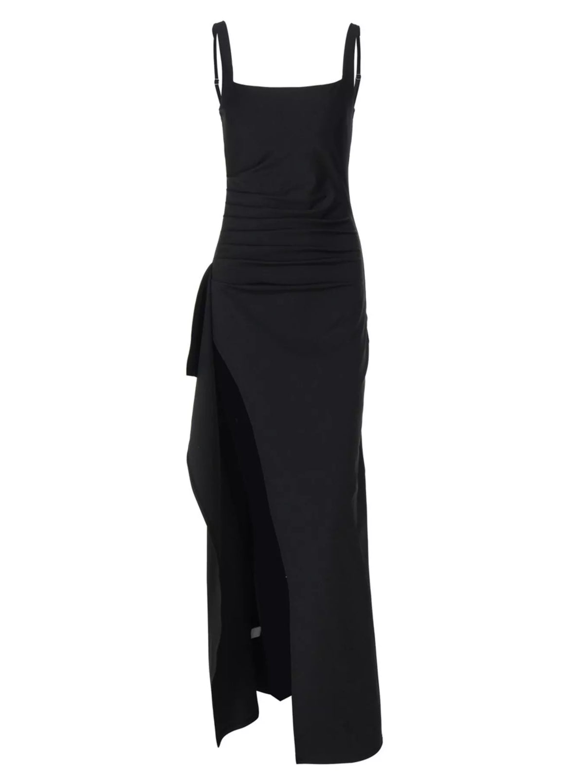 Square-neck slit maxi dress